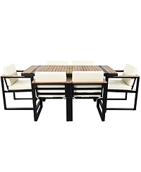 Streamdale 7-Piece Outdoor Dining Set, Table, Chairs, Cushions - Beige