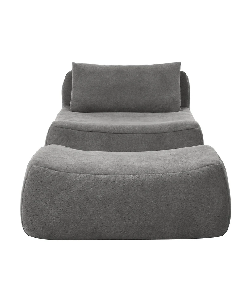 Streamdale Large grey beanbag sofa with pillow & ottoman