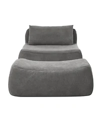 Streamdale Large grey beanbag sofa with pillow & ottoman