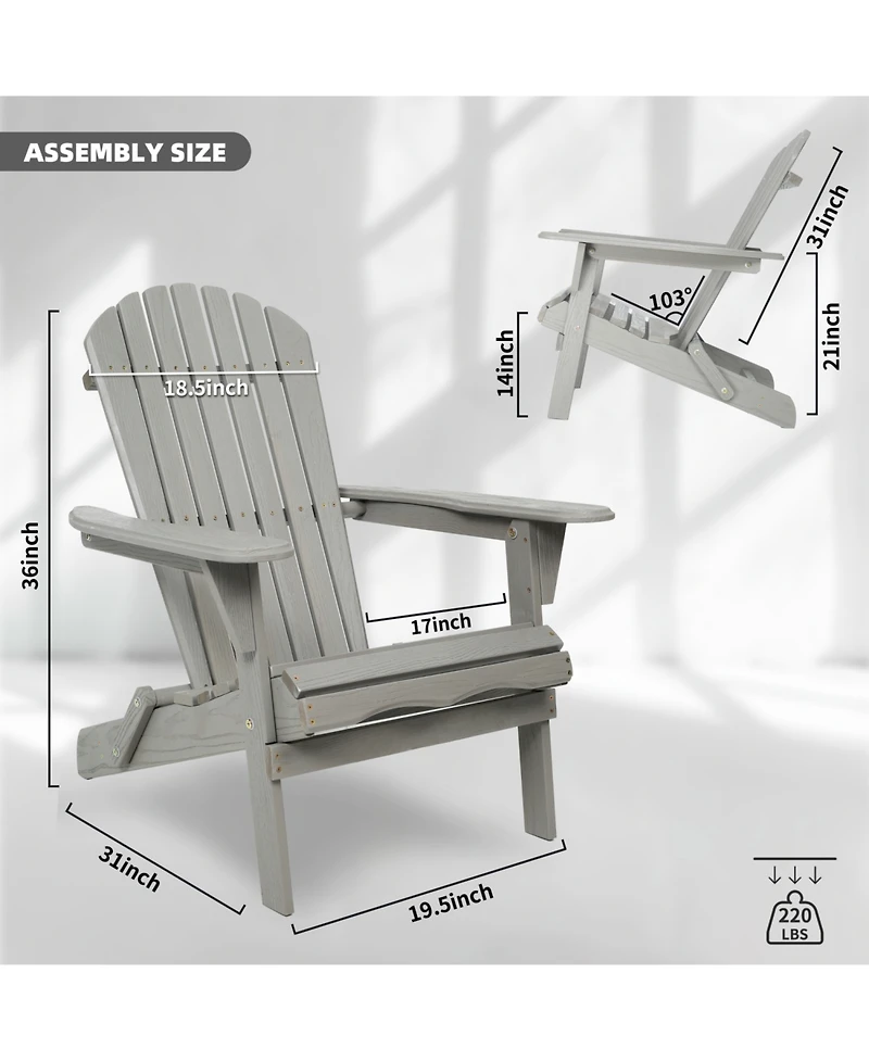 Streamdale 2 Wooden Folding Adirondack Chairs
