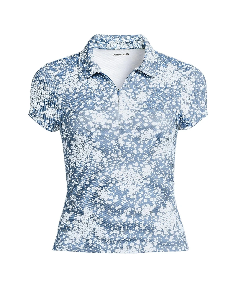 Lands' End Plus SunShade Upf 50 Short Sleeve Pique Johnny Collar Rash Guard
