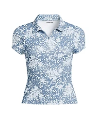 Lands' End Plus SunShade Upf 50 Short Sleeve Pique Johnny Collar Rash Guard