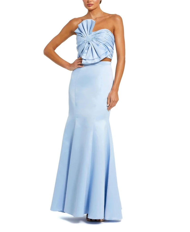 Mac Duggal Women's Strapless Bow Top and Mermaid Skirt 2 Piece Set