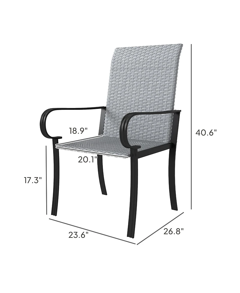 Outsunny Set of 2 Outdoor Wicker Dining Chairs with Armrests,