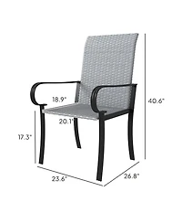 Outsunny Set of 2 Outdoor Wicker Dining Chairs with Armrests,