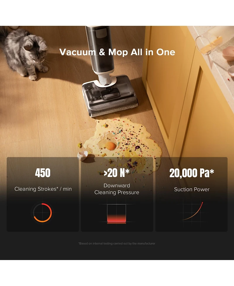 Roborock F25 Rt Cordless Wet Dry Vacuum Cleaner, Lightweight Floor Washer with 20,000 Pa Suction Power, Hot Water Self-Cleaning & Drying, Edge Cleanin