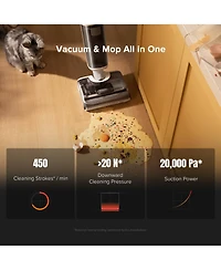 Roborock F25 Rt Cordless Wet Dry Vacuum Cleaner, Lightweight Floor Washer with 20,000 Pa Suction Power, Hot Water Self-Cleaning & Drying, Edge Cleanin