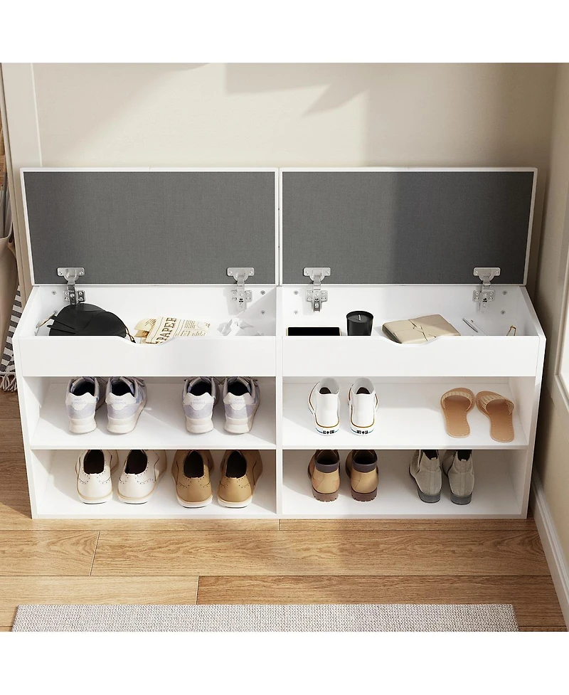 Shoe bench with 2 Seats and 3 Layers of Brackets