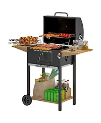 Outsunny Charcoal Bbq Grill with Adjustable Charcoal Pan Barbecue Grill