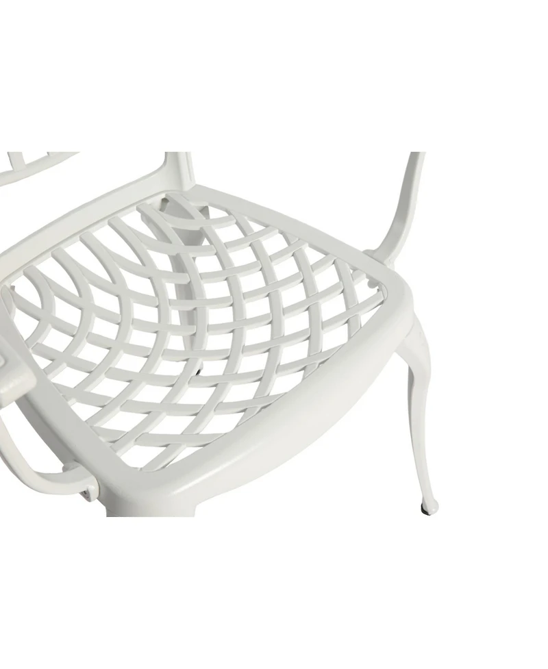 Streamdale 3-Piece White Patio Bistro Set, Cast Aluminum Table & 2 Chairs, Umbrella Hole