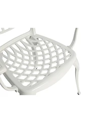 Streamdale 3-Piece White Patio Bistro Set, Cast Aluminum Table & 2 Chairs, Umbrella Hole