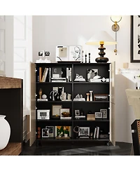 4-door shoe cabinet, multifunctional shoe rack with eight storage spaces, black