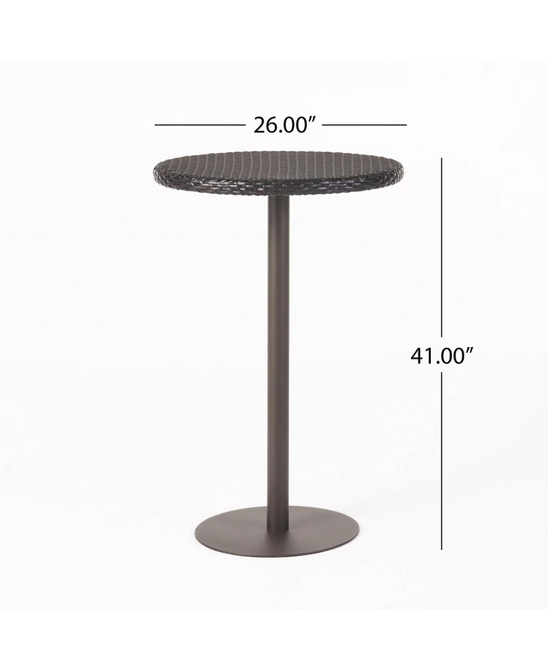 Streamdale Outdoor 26" Round Pe Rattan Bar Table, Multibrown