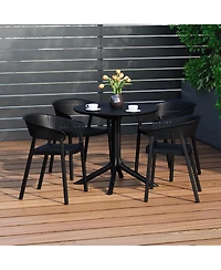 5-Piece Modern Patio Round Dining Table Set with Stackable Chairs