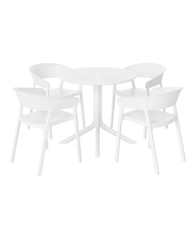 5-Piece Modern Patio Round Dining Table Set with Stackable Patio Dining Chairs