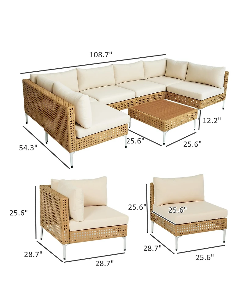 Outsunny 7 Piece Wicker Patio Furniture Set Outdoor Sectional, /