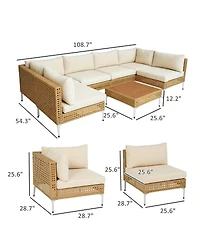 Outsunny 7 Piece Wicker Patio Furniture Set Outdoor Sectional, /
