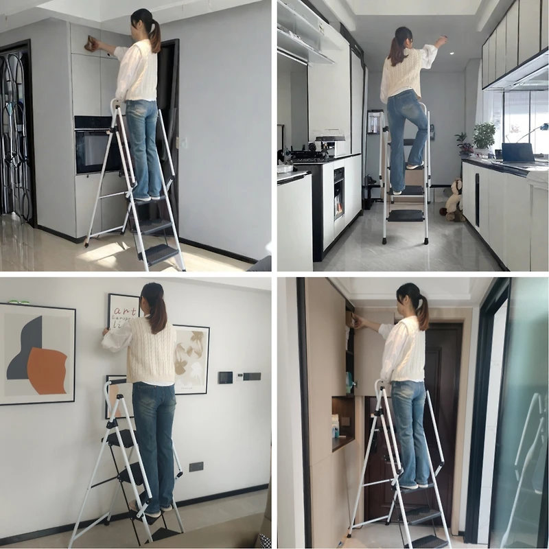 5.2 ft. White Steel Folding 5 Step Ladder (8 ft. Reach), 300 lb. Load Capacity