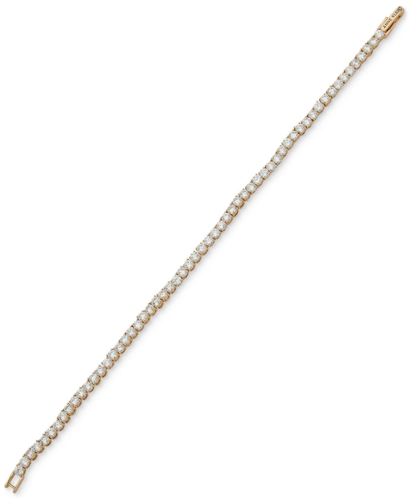 Anne Klein Crystal Skinny Foldover Clasp Tennis Bracelet