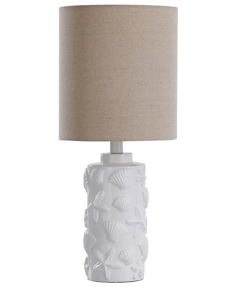 StyleCraft Home Collection 21" Seashell Coastal Motif Fabric Shade Table Lamp