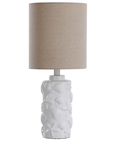 StyleCraft Home Collection 21" Seashell Coastal Motif Fabric Shade Table Lamp