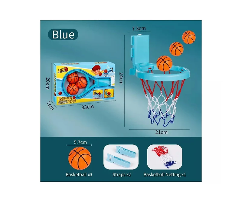 Sperric Toddler 2-in-1 Bathroom Basketball Hoop Playset with Suction Cups & Tying Straps – Mini Basketball Hoop for Bathtub & Door, Interactive