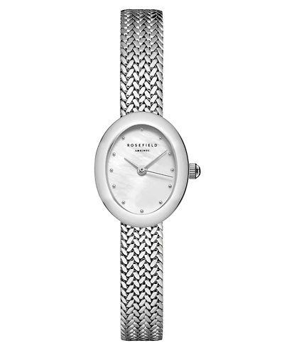Rosefield Mini Oval Women's Silver Tone Stainless Steel Bracelet Watch 22mm