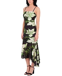 Siena Women's Printed Stretch-Mesh Asymmetric Midi Dress
