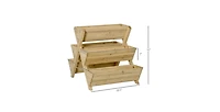 3-Tier Outdoor Fir Wood Elevated Planter Herb Flower Box Raised Garden Bed