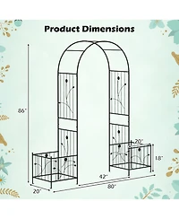 2 in 1 Garden Arbor with 2 Side Planters and 8 Ground Stakes