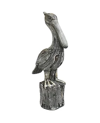 Outdoor Polystone Nautical Pelican's Perch Garden Patio Lawn Landscape Statue - 22" - Gray