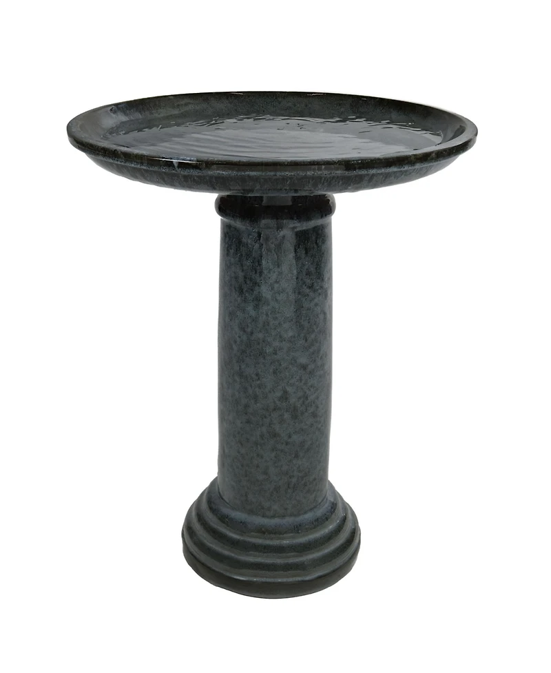 Toulon Outdoor Ceramic Bird Bath - 24.5" H - Uv- and Frost-Resistant - Glazed Bowl