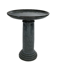 Toulon Outdoor Ceramic Bird Bath - 24.5" H - Uv- and Frost-Resistant - Glazed Bowl