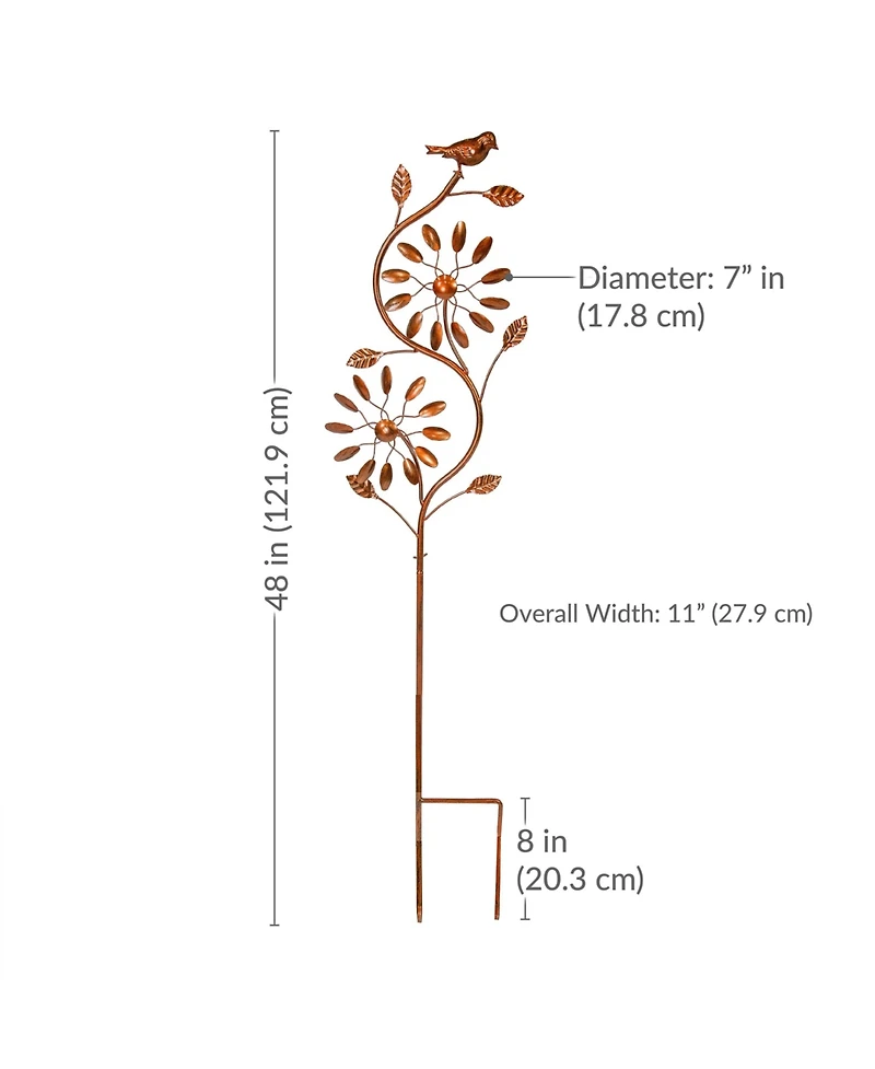 Twirling Twigs Powder-Coated Iron Wind Spinner - 48" H - Copper