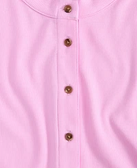 On 34th Women's Rib-Knit Short-Sleeve Button Front Top, Exclusively at Macy's