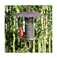 Copper Umbrella Bird Feeder with Mesh Tube for Seed and Bird Feeding Station