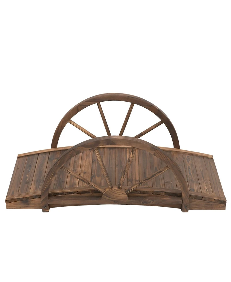 Farmhouse Half-Wheeled Stained Garden Bridge for Outdoor Landscaping and Decoration