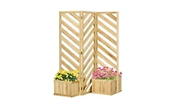 Rectangular Wooden Planter Box for Flowers and Herbs