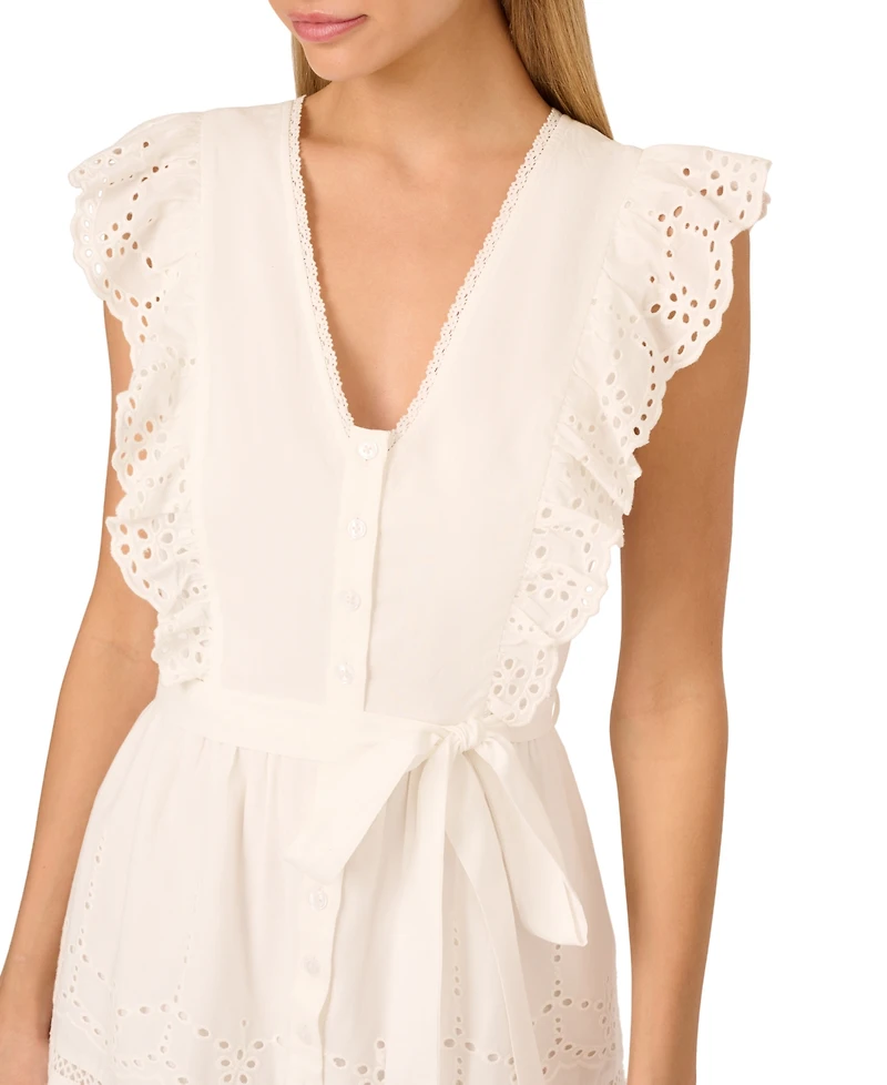 Adrianna by Adrianna Papell Women's Cotton Scalloped Eyelet Mini Dress