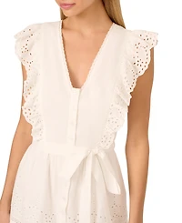 Adrianna by Adrianna Papell Women's Cotton Scalloped Eyelet Mini Dress