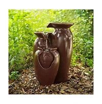 Outdoor Garden Patio 3-Tier Ceramic-Look Water Fountain for Elegant Garden Decor and Relaxing Ambiance
