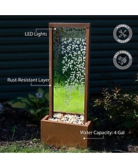 47.25" H Wisteria Vines Zinc Outdoor Water Fountain with Warm White Led Lights
