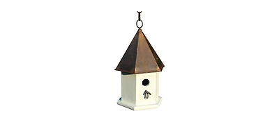 Wooden Songbird Birdhouse with Copper Roof for Outdoor Garden Nesting