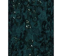 Blondie Nites Juniors' Sequined Lace Cutout-Front Lace-Up-Back Gown