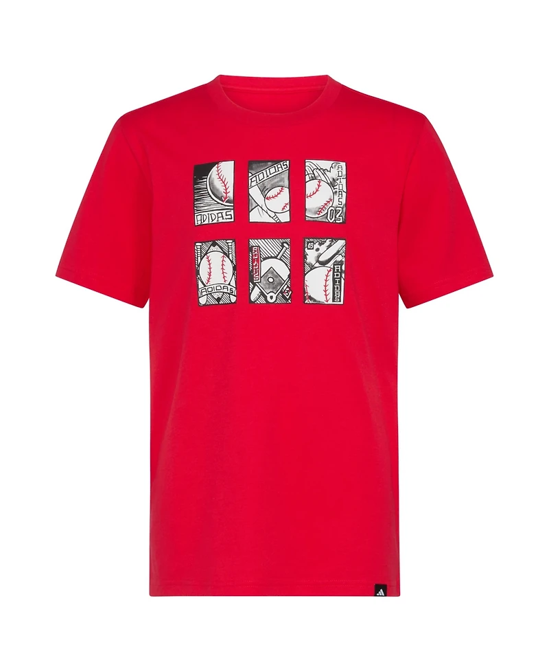 adidas Big Boys Short Sleeve Baseball Card T-Shirt