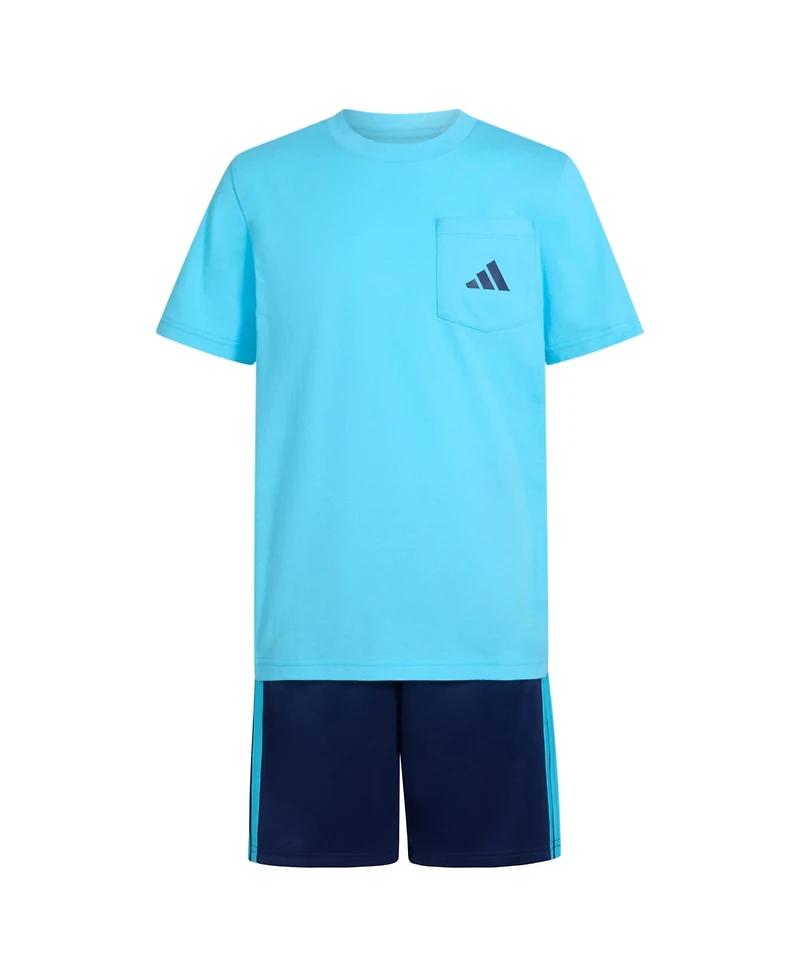 adidas Big Boys Short-Sleeve T-Shirt & Double-Knit Shorts, 2 Piece Set