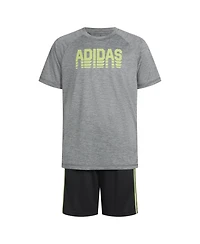 adidas Big Boys Raglan-Sleeve Graphic T-Shirt & 3-Stripe Shorts, 2 Piece Set