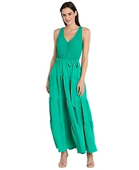 R & M Richards Women's Mixed-Media Tiered Maxi Dress