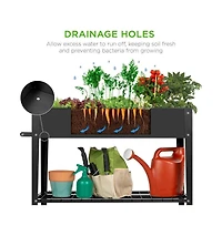 Metal Raised Garden Bed Planter Cart on Wheels 37-inch x 15-inch