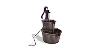 Outdoor 2-Tier Rustic Barrel Water Fountain with Submersible Pump for Garden Decoration